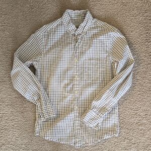 J. Crew White Checkered Slim Untucked Casual Button Down Shirt